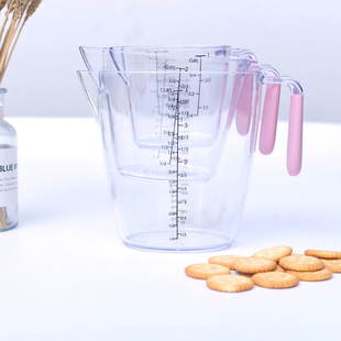 Three-piece set of measuring cylinder with scale measuring cup transparent plastic milk tea flour measuring appliance household baking tool