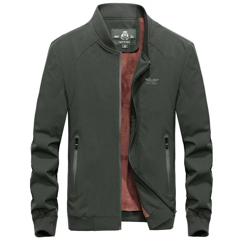 Оптом осенне-зимняя мужская куртка на флисовой подкладке толстое пальто Бейсбольный воротник толстый 9853