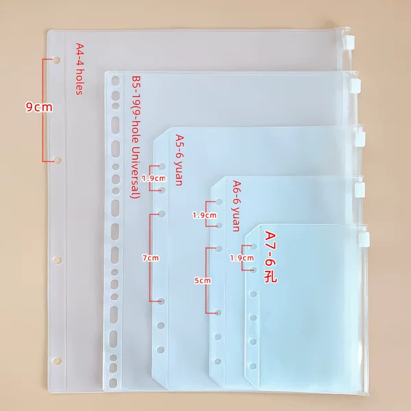 A5A6A7B5A4 this book 6 hole loose-leaf notebook zipper bag bill hand account book PVC storage bag clip chain pen bag