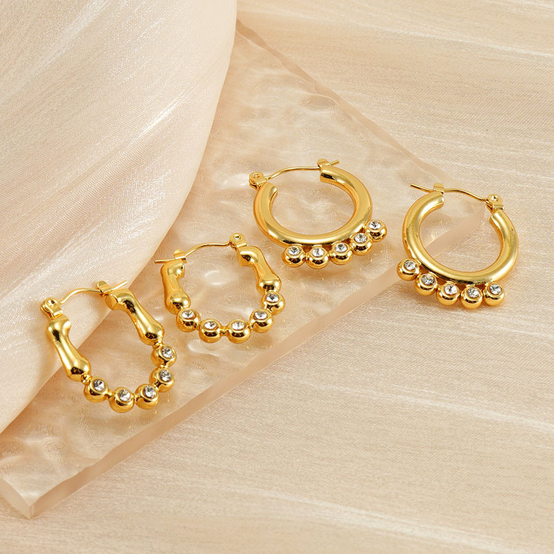 Pendientes de perlas de acero inoxidable de estilo de venta caliente transfronteriza pendientes de diamantes irregulares geométricos de oro 18K pendientes de acero de titanio