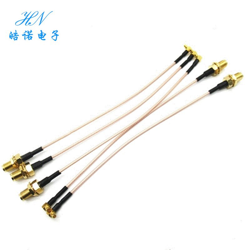 SMA母头转MMCX弯公头 外螺纹内针RG178线 射频天线屏蔽同轴连接线