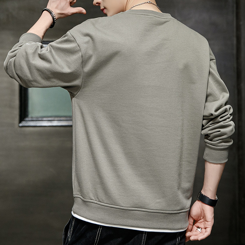 Võlts kahe kapuutsiga pluss-suuruses pikkade varrukatega meeste kevad- ja sügiskollektsiooni 2024 uue rõivabaasiga T-särk_voghion.com