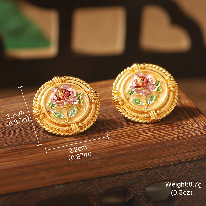 1 Par Estilo Vintage Estilo Francés Flor Enchapado Aleación Pendientes display picture 7