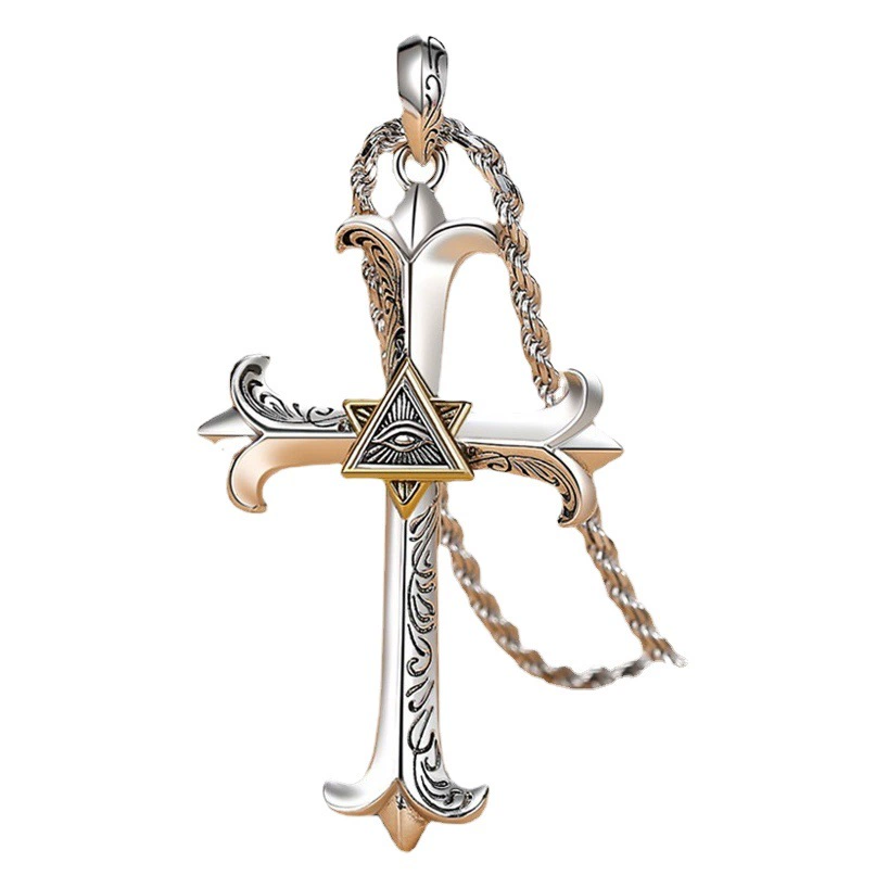 Huayu Music Eye of God крест кулон мужской прилив Европейская и американская мода Личность хип-хоп ретро ожерелье женский мужской прилив