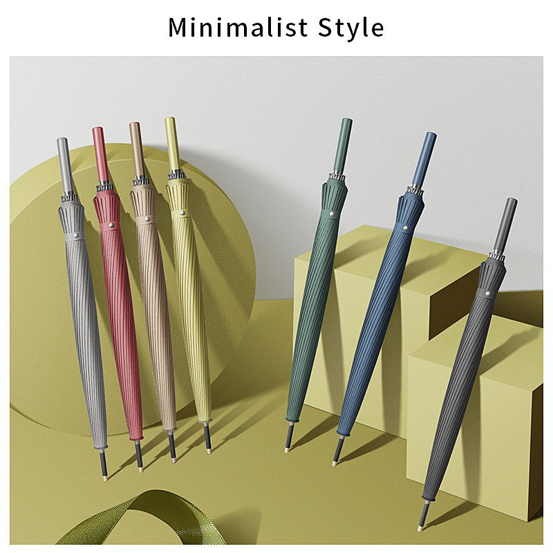 cross-border e-commerce hot products 24 bone color matching handle business golf gift umbrella wind-resistant long handle umbrella logo advertising umbrella