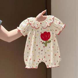 新款新生儿宝宝衣服公主夏季哈衣婴儿连体衣可爱爬服夏装