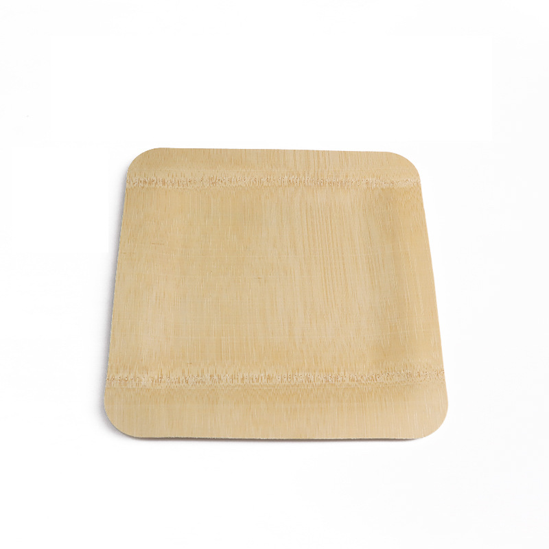 Placa cuadrada desechable de bambú placa redonda mesa de sala de estar casera fruta seca bocadillos placa comercial de té de la tarde placa de postre