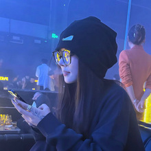 韩系黑色堆堆帽子女款2025新款素颜遮脸颊包头帽大头围显脸小冷帽
