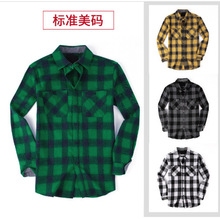 2022战马跨境男装男士格子衬衫法兰绒磨毛保暖衬衫男款欧美休闲衬