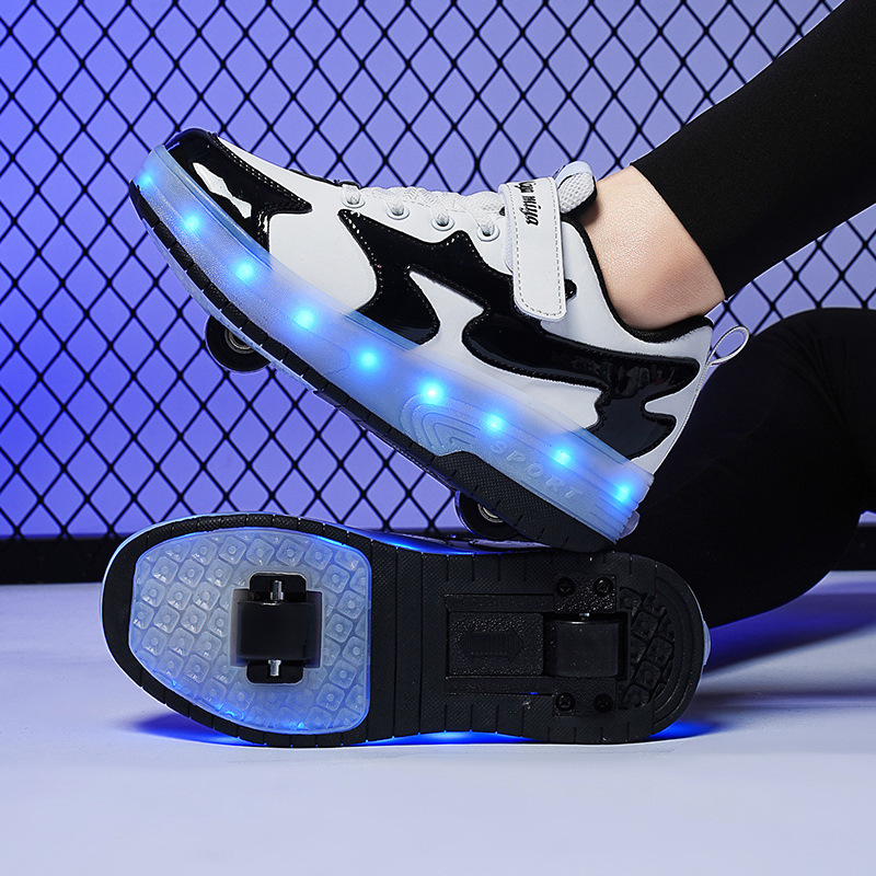 Children's heelloo shoes invisible two-wheeled mi ah miya detachable youth charging with light colorful luminous roller skates