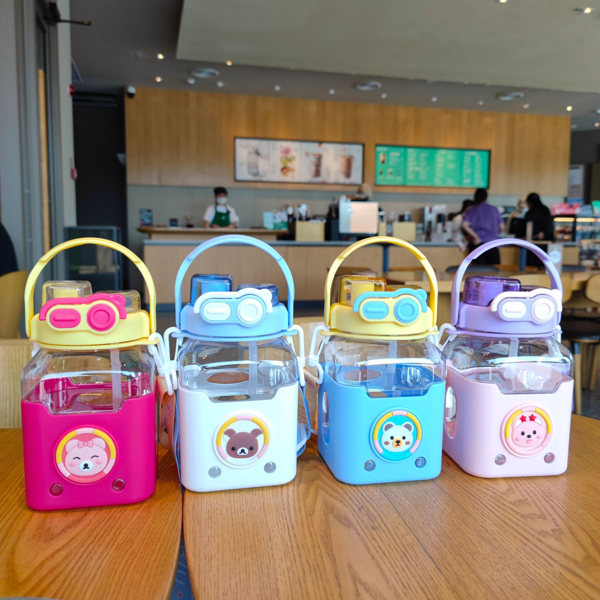 Cute cartoon children's new square straw...