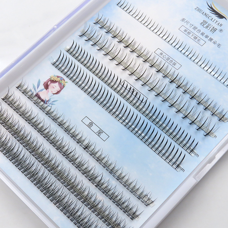 Barbie sandwich pestañas inferiores injerto nueve filas de pestañas postizas 9 filas de cabello pestañas mixtas tipo Hada cola de pez