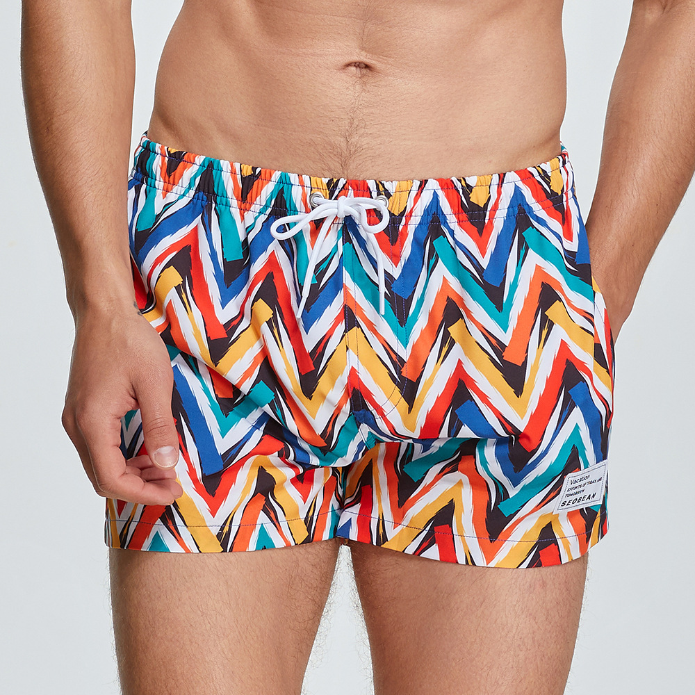 Seobean Herren-Strandhose, personalisierbar, bedruckt, lockere Heimhose, lässige Shorts, modische Surf-Shorts für Herren, Badehose_voghion.com