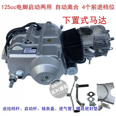 horizontal engine, bottom-mounted starter motor, Motorcycle engine and accessories - 125cc-bottom-mounted-motor-with-electric-kick-start-and-automatic-clutch-silver-engine