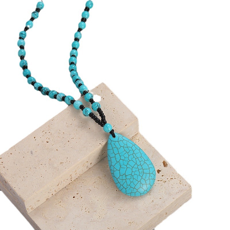 organic turquoise glass retro necklace from pearl
