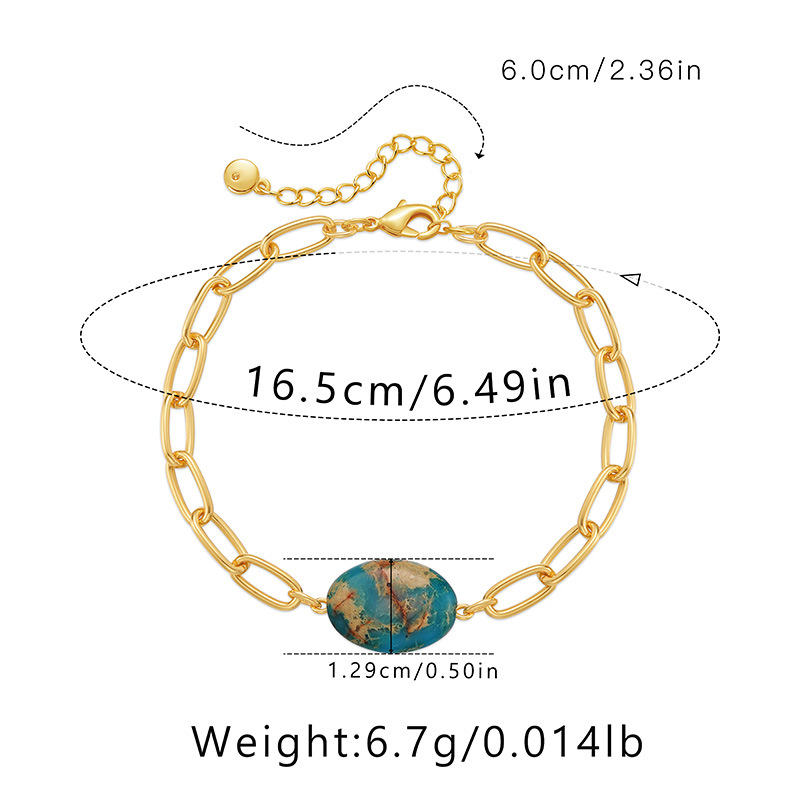 15g Weight Bracelets Classification 1 Piece Quantity Retro Geometric Natural Stone Copper Plating Bracelets