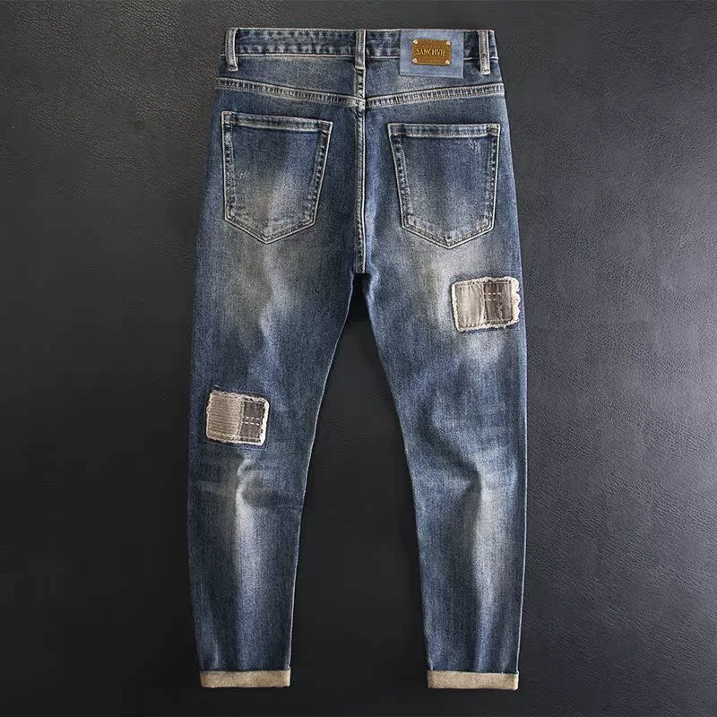 Elite retro elastic trend jeans with patches