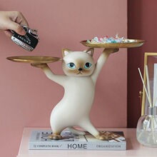 创意沙雕妖娆猫玄关钥匙收纳托盘摆件家居桌面摆设高级感托盘礼物