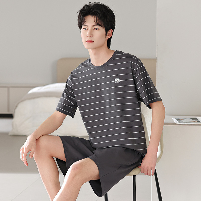 Men's Modal Pajamas Short Sleeve Shorts 2025 New Summer Thin Casual Large Size Can Be Weared Outside Home Clothes Men's Modal Pajamas Short Sleeve Shorts 2025 New Summer Thin Casual Large Size Can Be Weared Outside Home Clothes