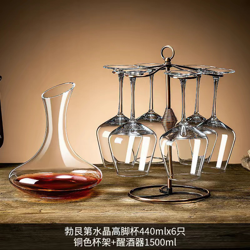 440ML 크리스탈 6개 + 경사 디캔터 + 컵 홀더