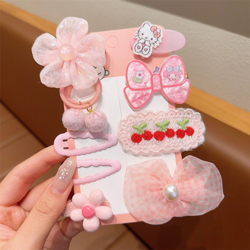 Malla infantil arco flor horquilla linda chica jalea color dibujos animados horquilla flequillos lado pelo roto bb clip