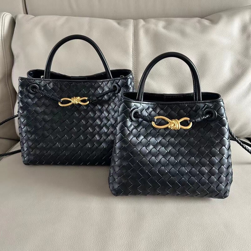 In-Stock Bv New Genuine Leather High-Grade Woven Bowknot Metal Rope Buckle Handbag Crossbody Shoulder Women's Bag Factory Direct Sale