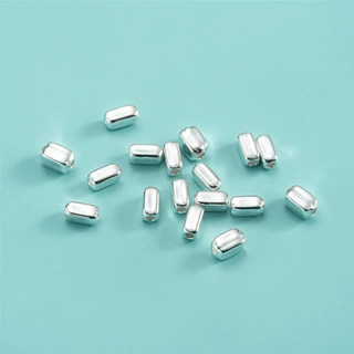 S925纯银隔珠长方形隔珠小桶珠DIY手工编绳手串手绳水晶手链散珠