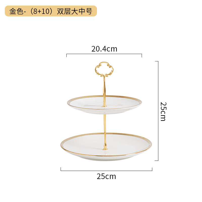 De estilo europeo creativo de cerámica de tres capas Placa de fruta hogar sala de estar de azúcar Placa de fruta seca banquete de boda pastel postre estante