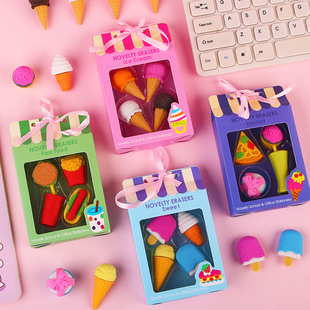 New Dessert Cake Set Eraser Children's Small Gift Creative Cake Gift Box Pencil Eraser