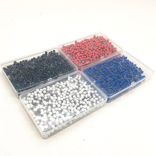 Factory direct sales 4mm color plastic pins cork board floor marking map pin fixed office ball thumbtack