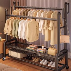 シンプルなコートラック、取り外し可能な屋内衣類乾燥ラック、床置きルーム衣類ラック、家庭用寝室衣類収納ラック