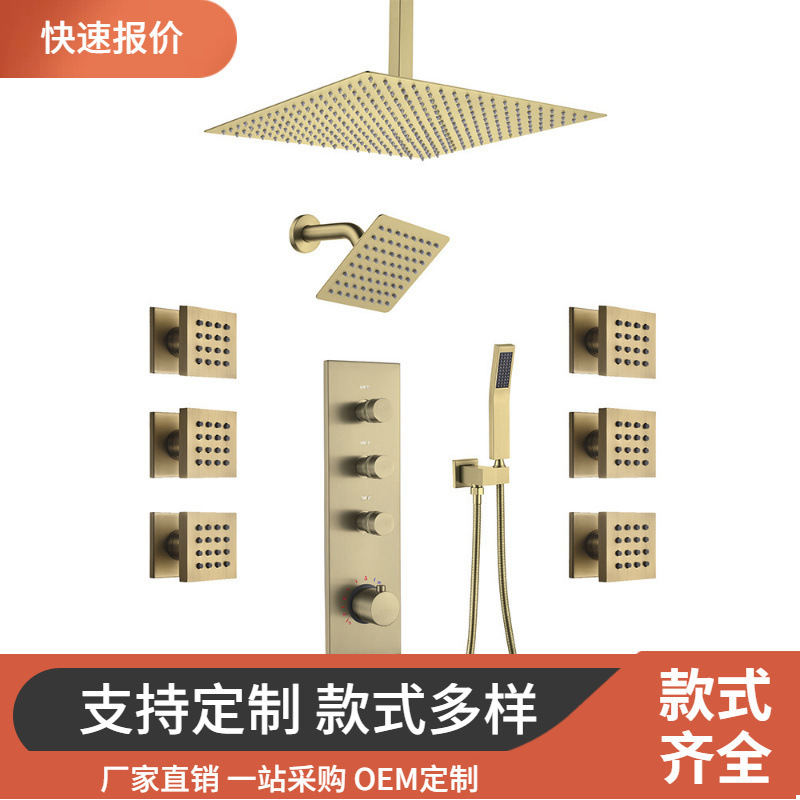 Luxurious 16inch Thermostatic Dual-Head Shower System with Side Spray Rain Shower Heads to Accommodate Couples' Dual Bathing Needs Luxurious 16inch Thermostatic Dual-Head Shower System with Side Spray Rain Shower Heads to Accommodate Couples' Dual Bathing Needs
