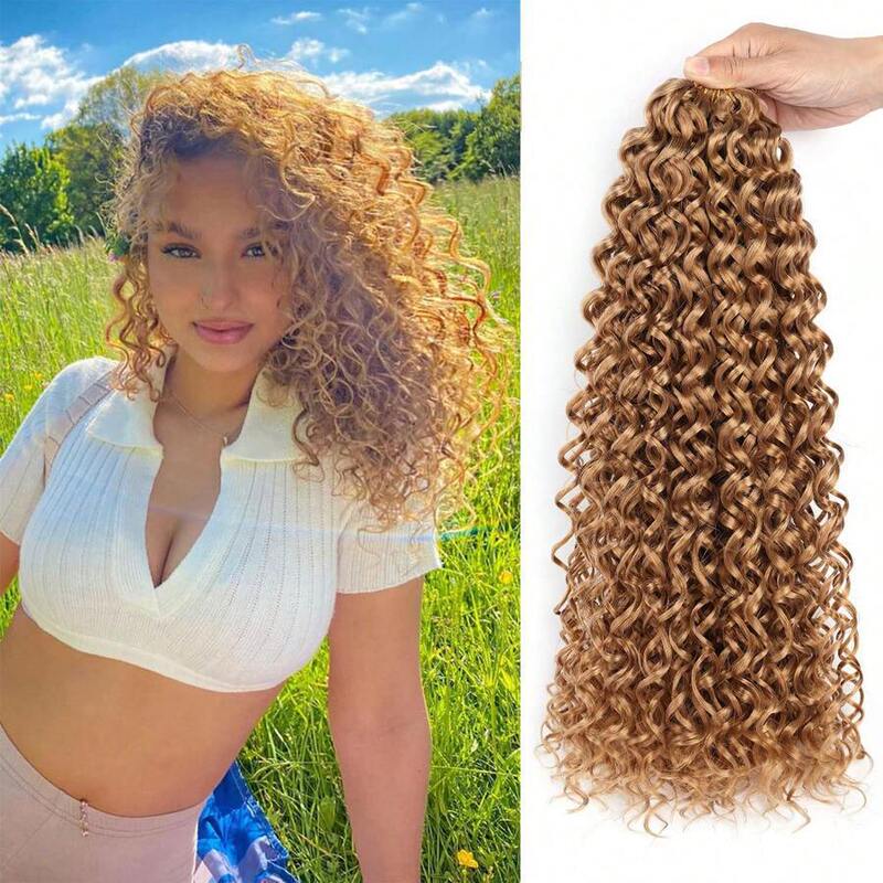 Cross-Border Deep Gogo African Tube Braided Wig Long Curly Hair Water Wave Synthetic Fiber Low Temperature Silk Deep Wave Natural
