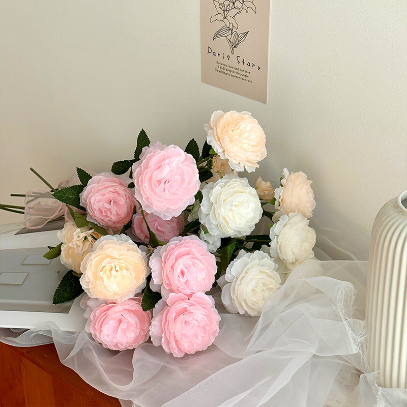 3-head foreign peony artificial flower home decoration decoration wedding flower arrangement road lead artificial flower rose silk flower factory wholesale 3-head foreign peony artificial flower home decoration decoration wedding flower arrangement road lead artificial flower rose silk flower factory wholesale