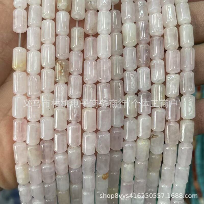 水晶原石6×10mm圆柱天然虎石粉晶DIY饰品配件跨境直播热卖|undefined