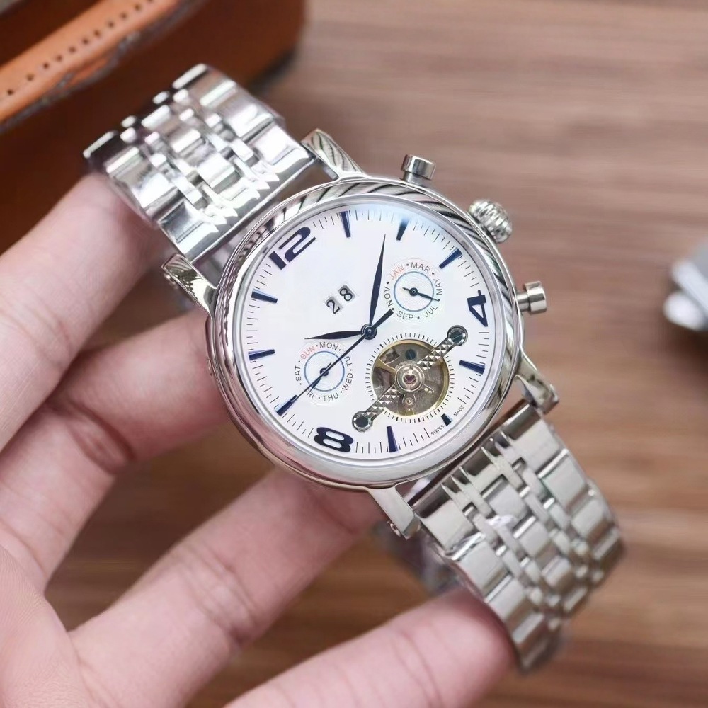 Men's Watch Fully Automatic Bajia Large Flywheel Butterfly Solid Steel Belt Multi-Functional Business Mechanical Hollow Men's Watch