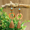 Set, wooden universal earrings, boho style, wholesale