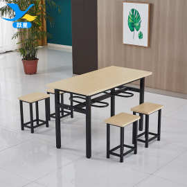 工厂员工食堂4人餐桌椅组合 带挂凳6人位学校餐厅家用餐桌椅组合
