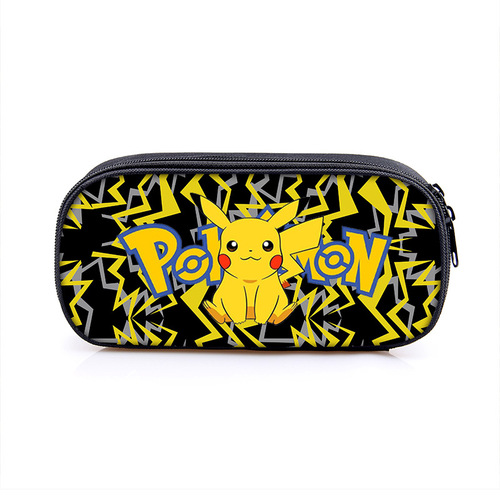 Cross-border new Pikachu student pen bag polyester large capacity children's stationery pencil case Pokemon single layer pencil case