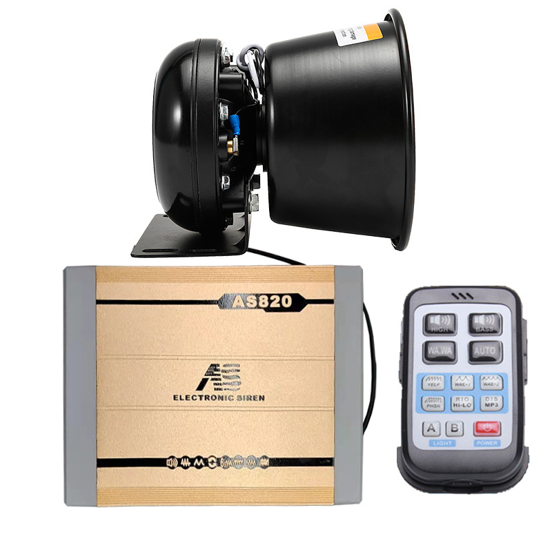 Car wireless alarm 12V car loudspeaker siren with multiple high-pitched sounds AS820GH + Black Falcon speaker