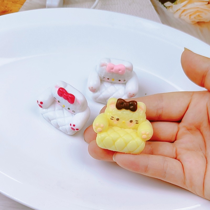 立体沙发小猫可爱奶油胶配饰树脂diy饰品卡通创意小摆件装饰配件|undefined