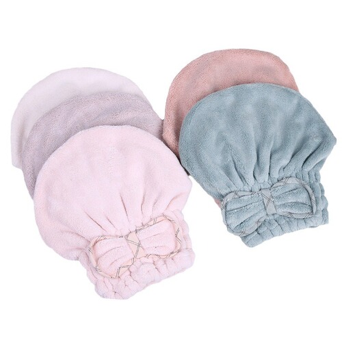 Japanese style plain coral velvet dry hair cap for women cute quick dry hair wipe shower cap absorbent baotou princess hat student fashion