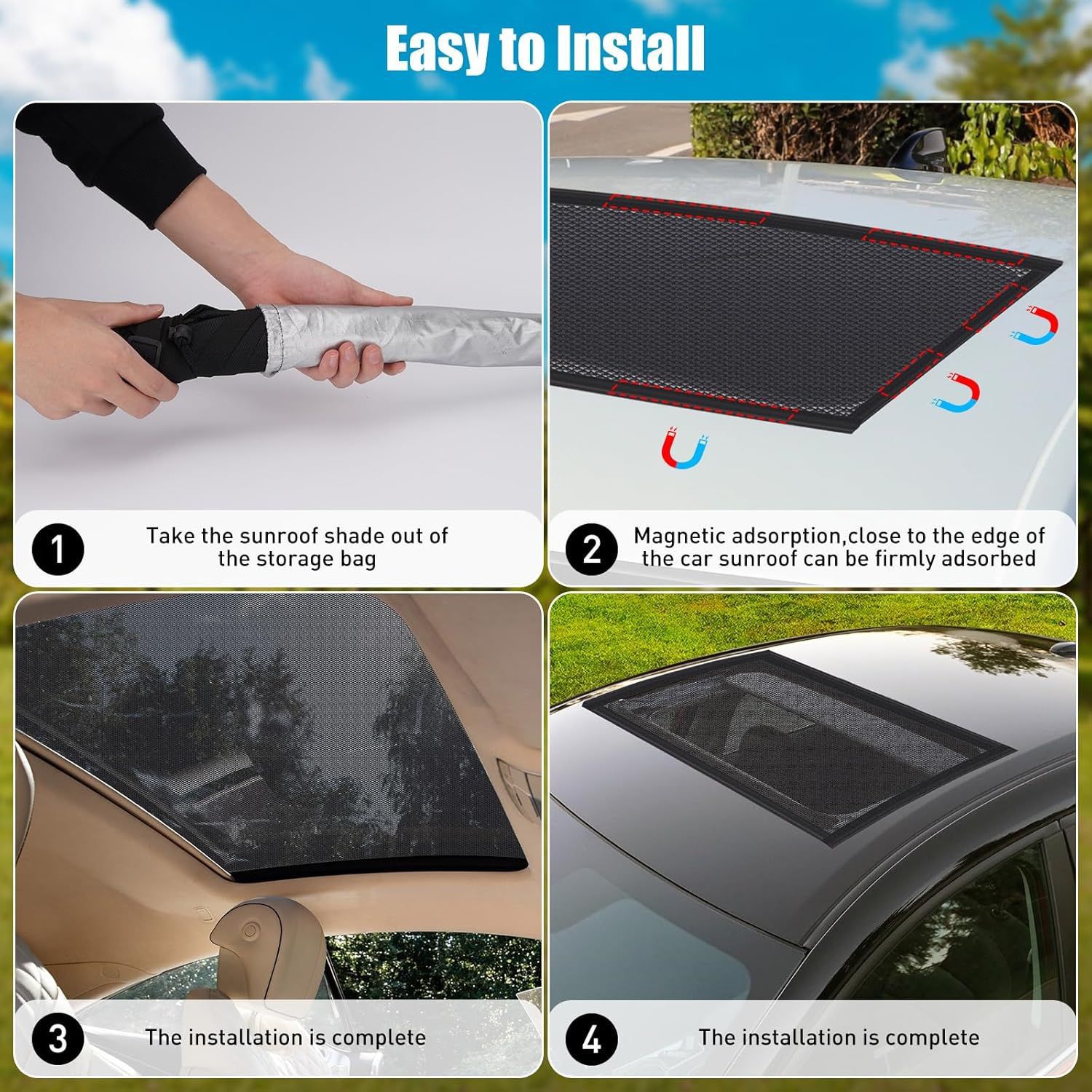 Car Suv Rear Anti-Mosquito Net Rear Magnetic Mosquito Net Car Camping Style Breathable Mosquito Net Self-Driving Travel Equipment