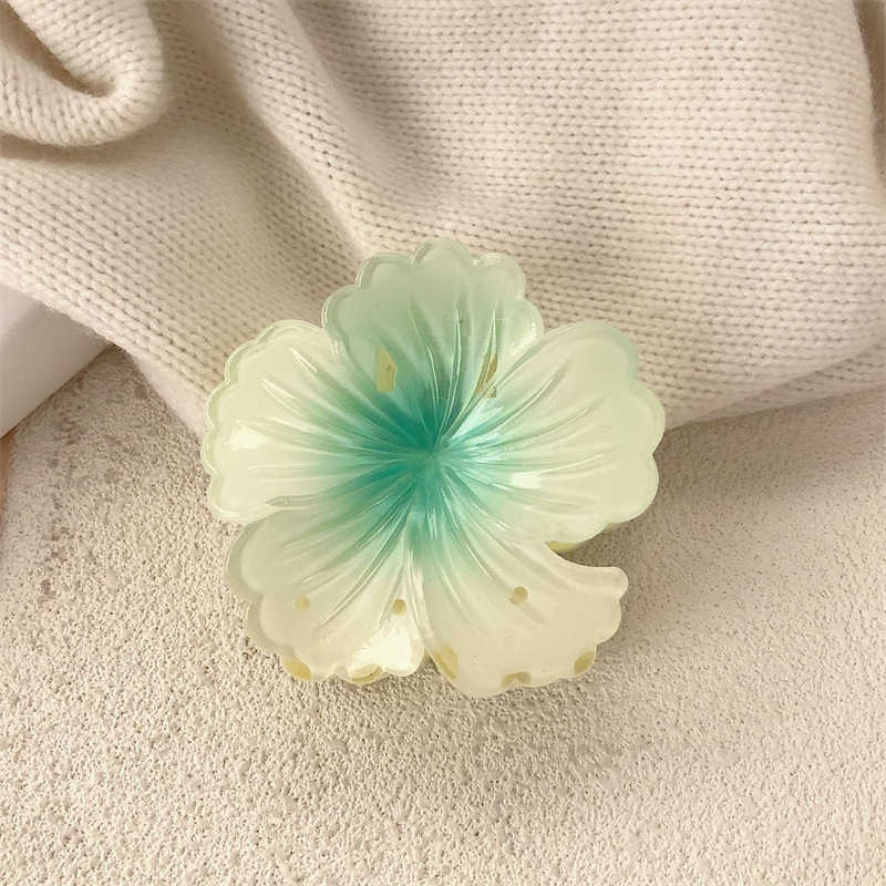 Haibin Holiday Flower Horquilla Island Holiday Estilo de vacaciones Color hibisco Pinza de agarre de flor de hibisco en la parte posterior de la cabeza Pinza de tiburón horquilla
