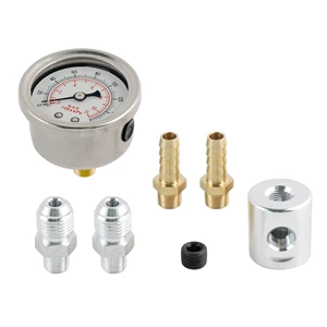High-Precision Universal 1/ 8inch Npt Fuel Pressure Gauge 0-160Kpa Air Pressure + Three-Way Adapter