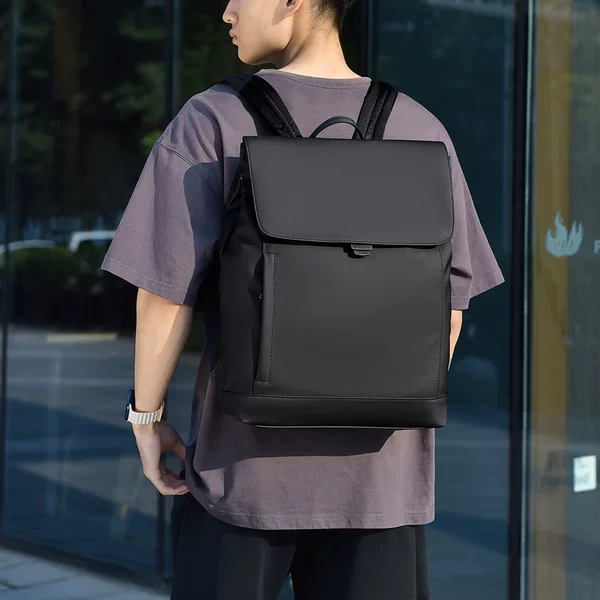 Men's Business Backpack Crossbody Backpack Laptop Bag Waterproof Pu Large Capacity Computer Bag Men's Expandable