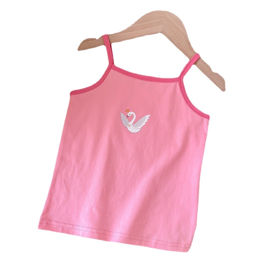 Niñas de fondo chaleco de verano delgado de dibujos animados para niños pequeña correa bebé niñas ropa interior algodón transpirable sin mangas al por mayor