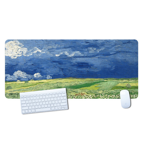 Van Gogh Oil Painting Mouse Mat Extra Large Creative Computer Anti-Slip Monet Retro Art Large Desktop Table Mat Thickened