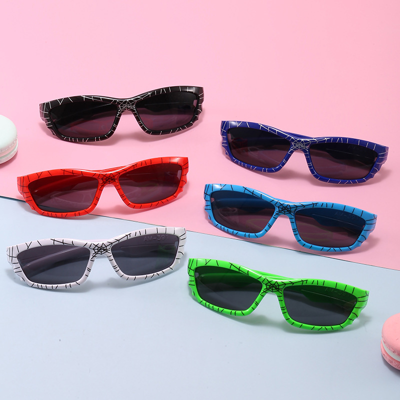 Children's Sunglasses Trendy Cartoon Spider Web Glasses Funny UV Protection Frame New European and American Black Sunglasses