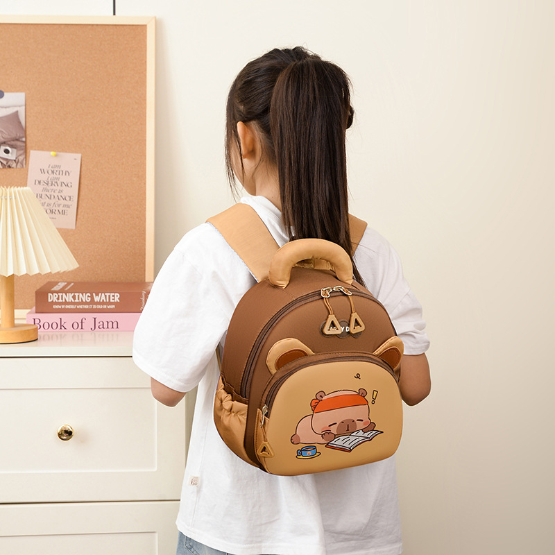 Red Dolphin Capibara mochila para niños y niñas, mochila para estudiantes de jardín de infantes, nueva mochila para niños de comercio exterior